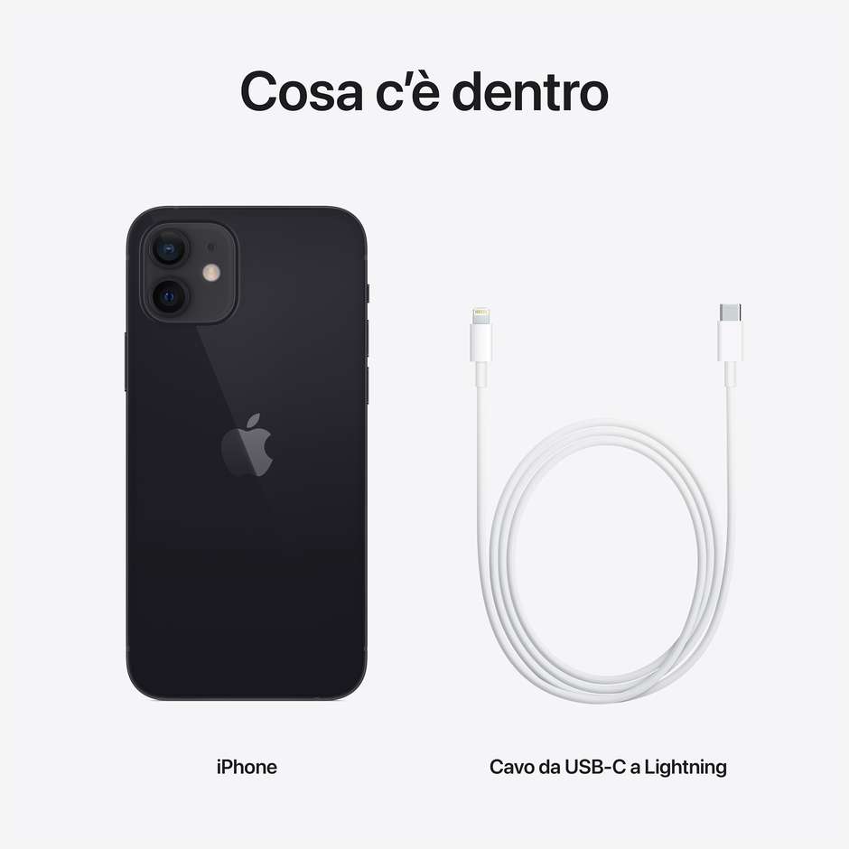 Apple iPhone 12 Smartphone 6,1'' Memoria 256 Gb iOS 14 Apple colore nero