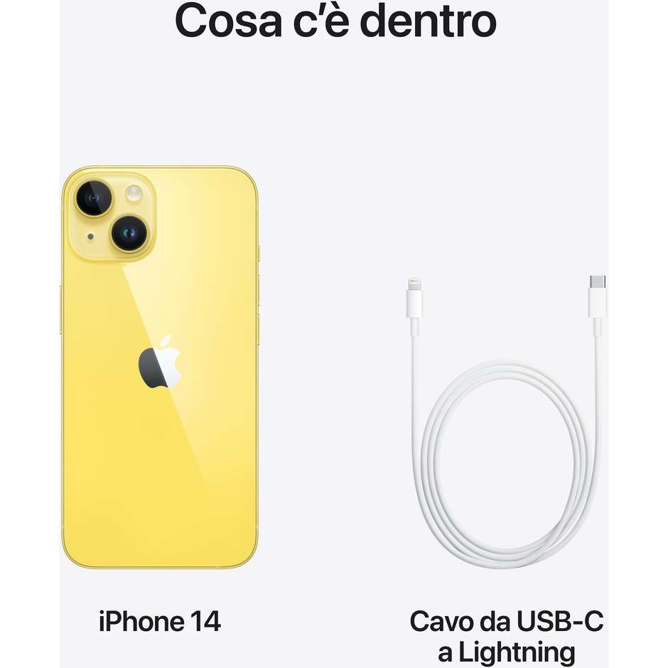 Apple iPhone 14 Smartphone 5G 6.1" Memoria 512 GB Colore Giallo
