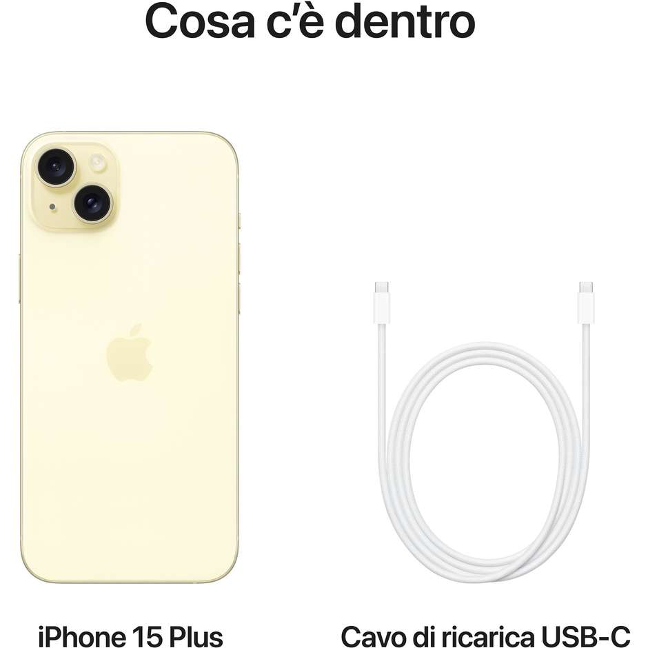 Apple iPhone 15 Plus Smartphone 6,7" Memoria 128 Gb iOS 17 Apple colore Giallo