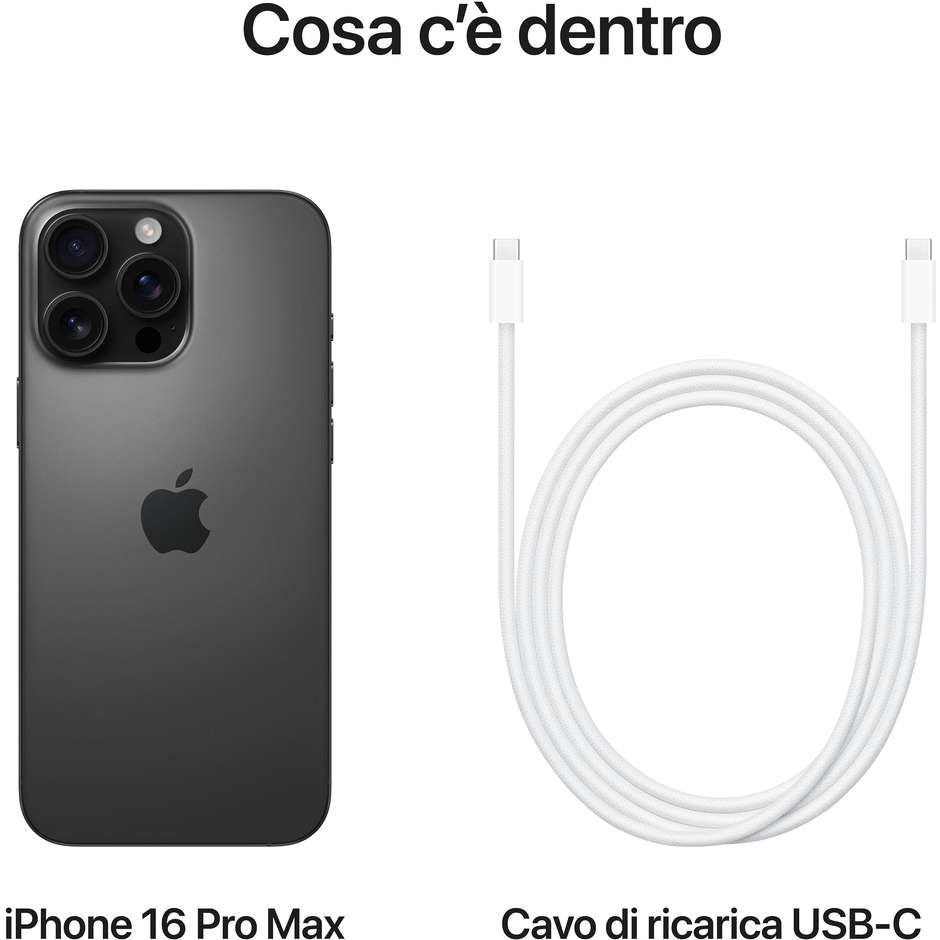 Apple iPhone 16 pro max 5G Smartphone 6,9" Memoria 1 Tb  colore Titanio Nero