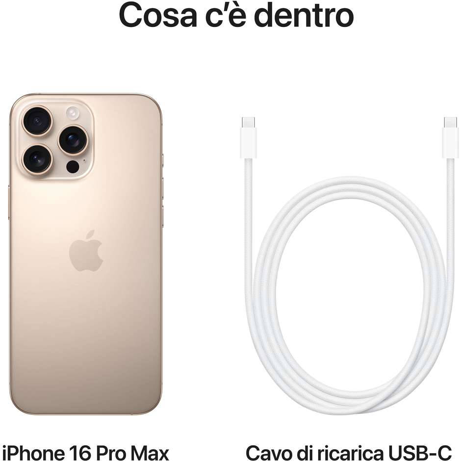 Apple iPhone 16 pro max 5G Smartphone 6,9" Memoria 1 Tb  colore Titanio Sabbia