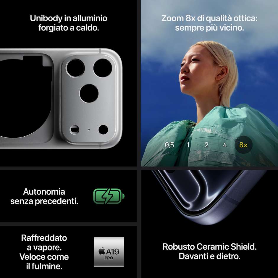 Apple iPhone 17 Pro Smartphone 5G 6,3" Super Retina XDR OLED 512GB Chip A19 Pro Blu Intenso
