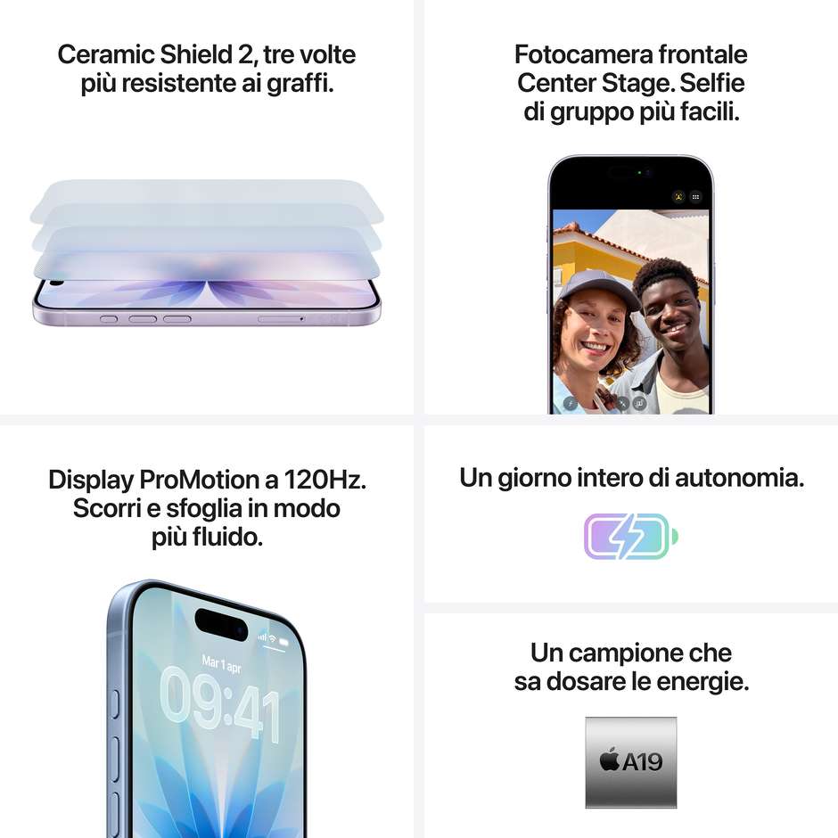 Apple iPhone 17 Smartphone 5G 6,3" Super Retina XDR OLED 512GB Chip A19 Nero