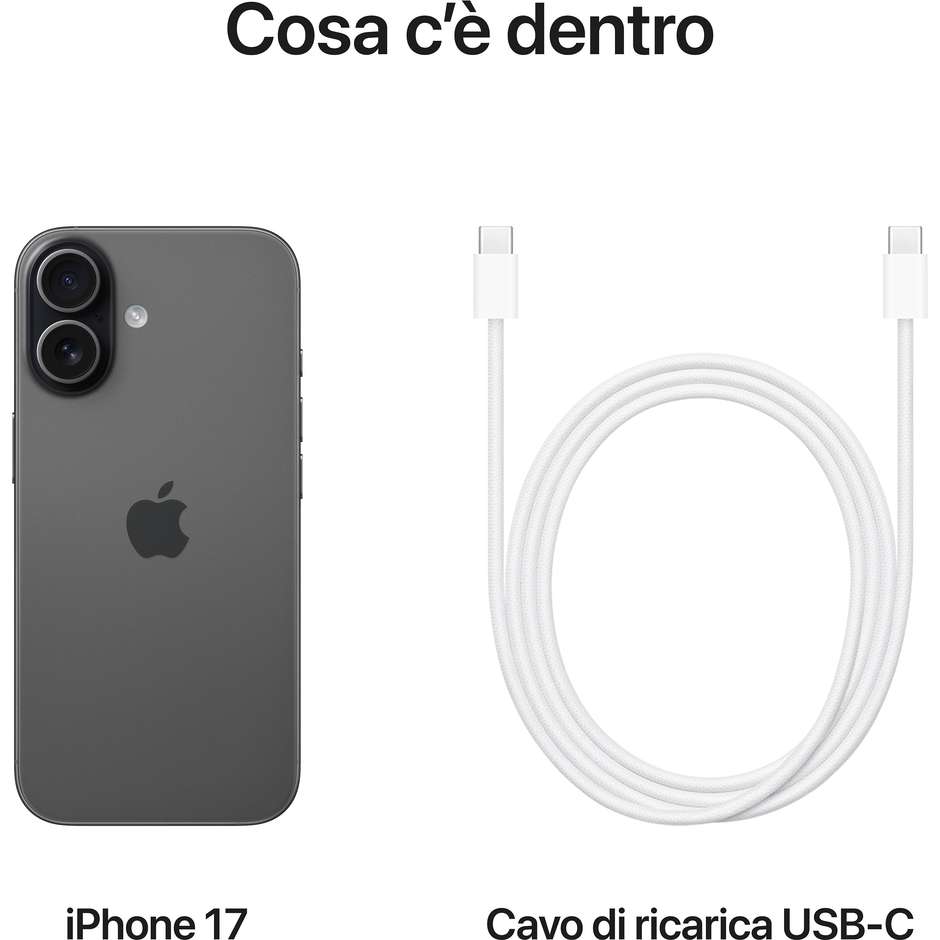Apple iPhone 17 Smartphone 5G 6,3" Super Retina XDR OLED 512GB Chip A19 Nero