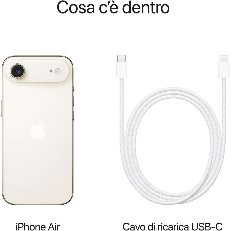 Apple iphone Air Smartphone 5G 6.5" Memoria 256 GB iOS 26 Colore Oro Chiaro