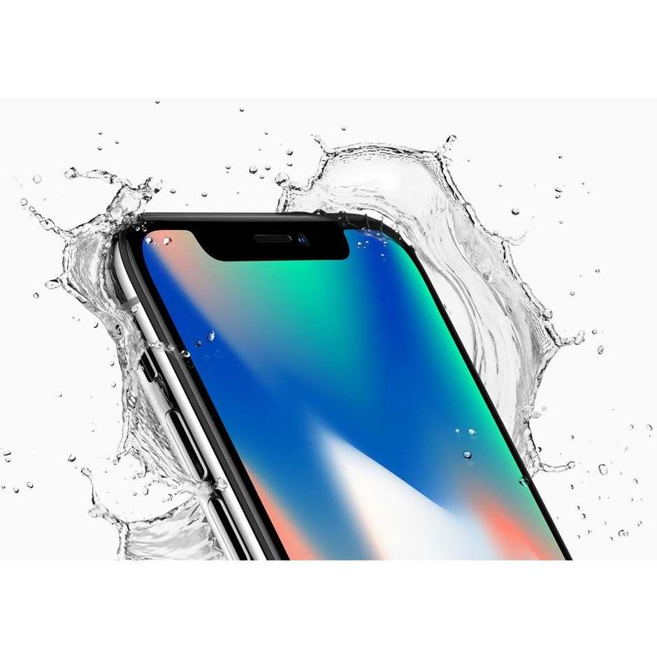 Apple iPhone X MQAG2QL/A Capacità 256 GB Display Super Retina HD 5,8" Risoluzione 2436 x 1125 Pixel Fotocamera 12 MP Face ID Processore A11 64 bit Colore Silver