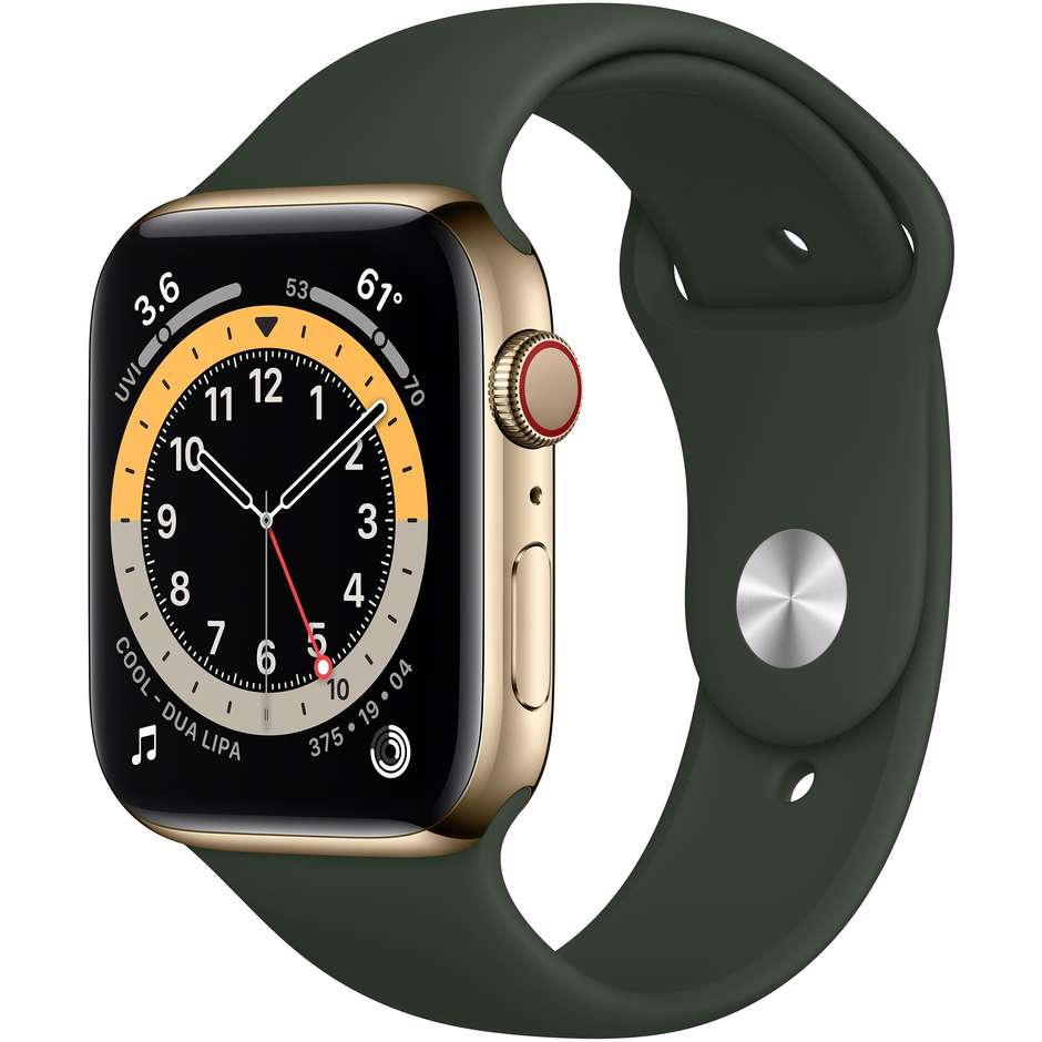 Apple M09F3TY/A Watch Series 6 Smartwatch 44 mm GPS 4G Wi-Fi colore oro con cinturino verde