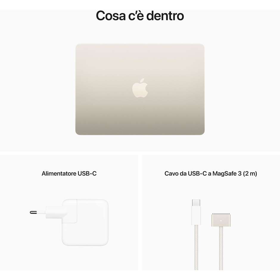 Apple MacBook Air 13" Ram 8 GB Memoria 512 GB Colore Galassia
