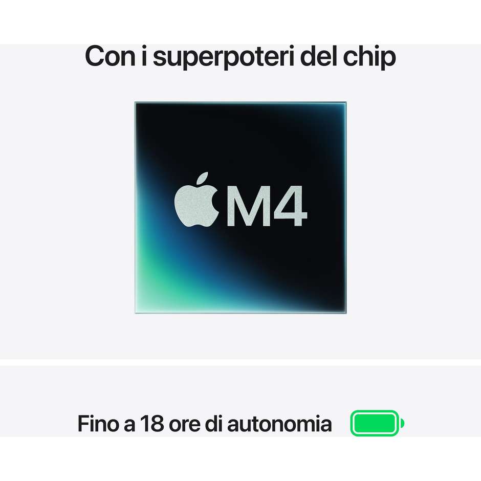 Apple MacBook Air 15'' M4 Ram 16 GB Memoria 512 GB macOS Sequoia Colore Argento
