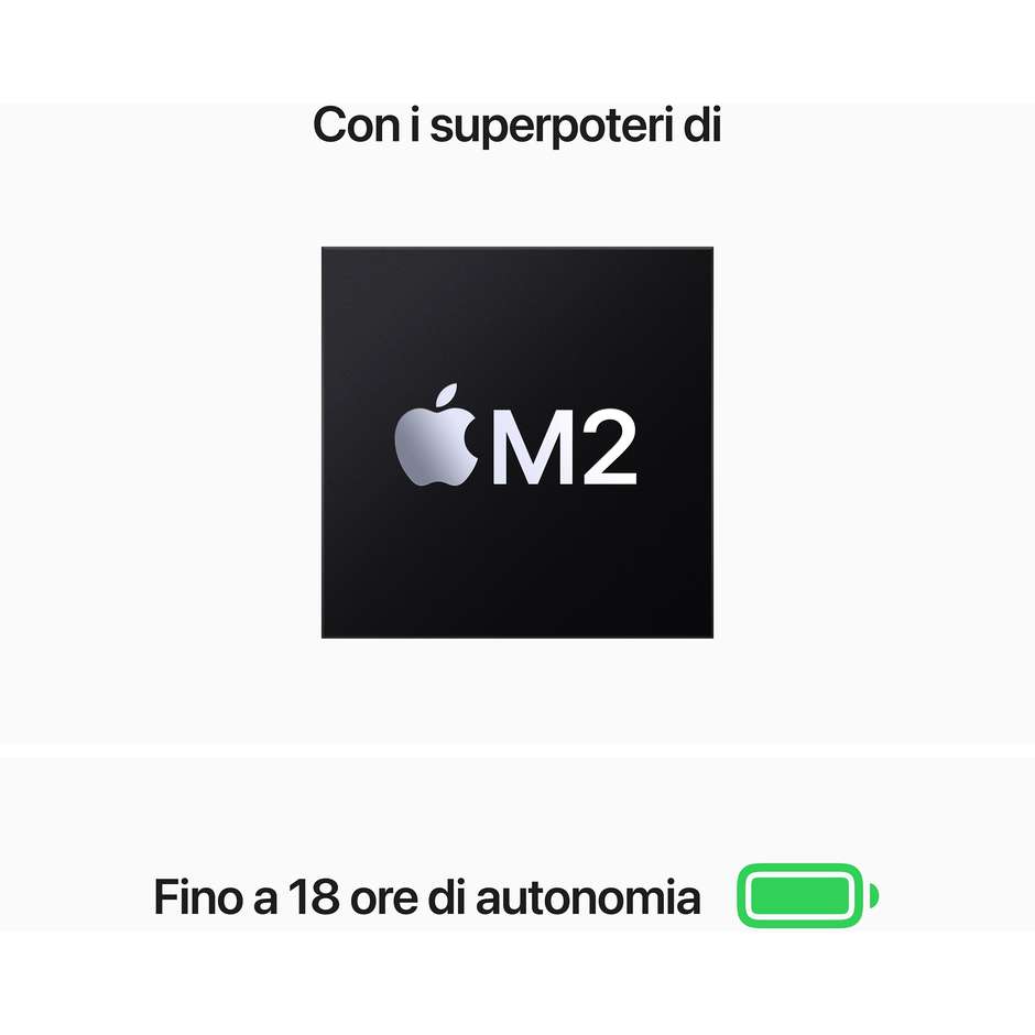 Apple MacBook Air M2 Notebook 13.6" Apple M2 8GB Ram 256 Gb SSD macOS Monterey Colore Argento