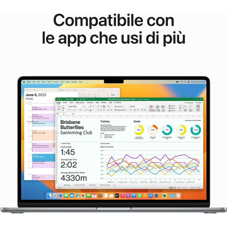 Apple MacBook Air Notebook 15,6" M2 Full HD 8-core SSD 512 macOS Ventura colore Grigio Siderale