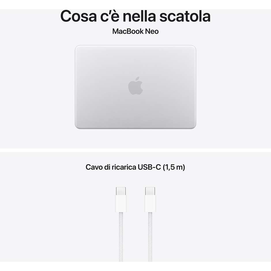 Apple MacBook Neo 13" chip A18 Pro 6-core CPU 8GB 256GB SSD Argento