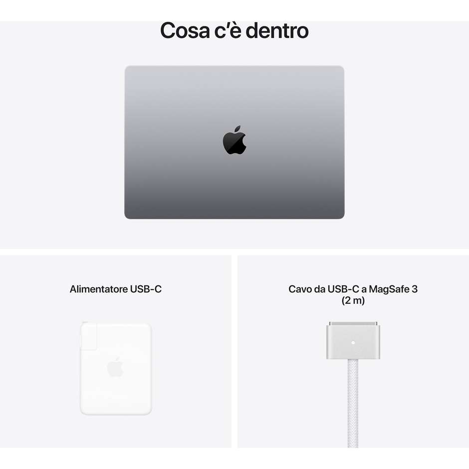 Apple MacBook Pro Notebook 16" chip M1 Ram 16 GB SSD 512GB Colore Grigio Siderale