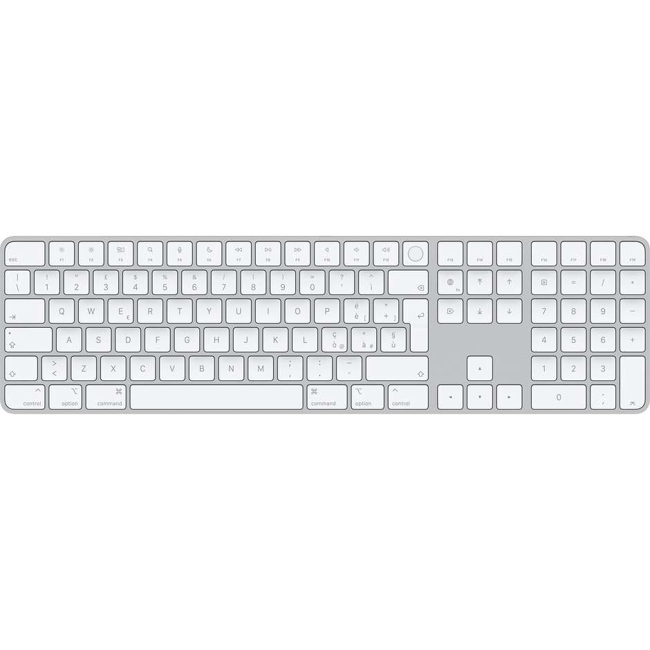 Apple Magic Keyboard con Touch ID e Tastierino Numerico per Mac con Chip Apple Layout Italiano Argento e Bianco