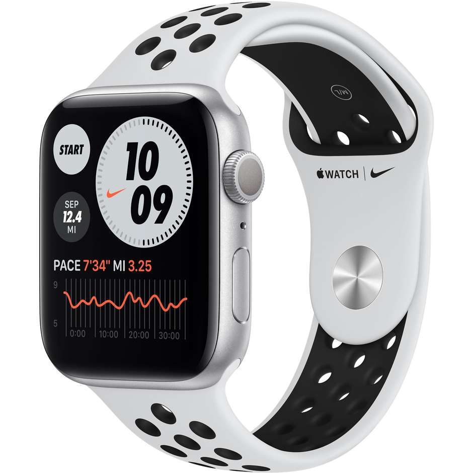 Apple MG293TY/A Watch SE Smartwatch Nike 44 mm GPS 4G colore silver con cinturino bianco e nero