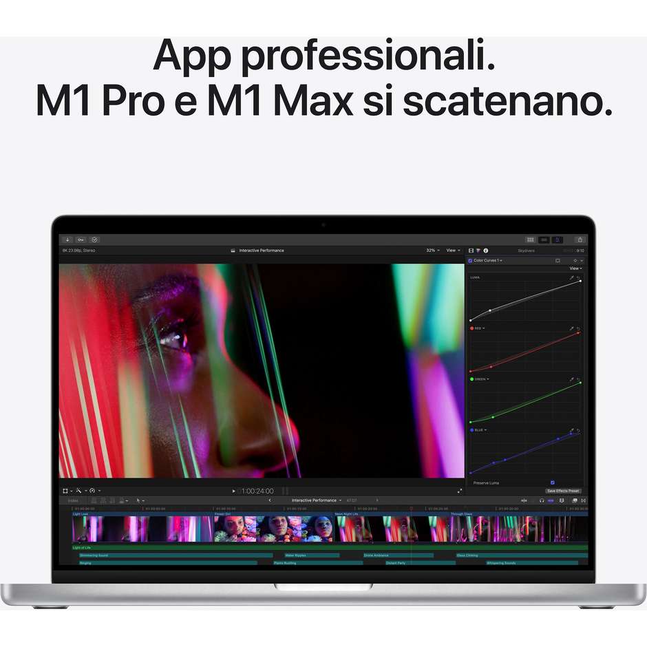 Apple MKGR3T/A MacBook Pro 14.2" M1 Pro Ram 16 Gb SSD 512 Gb macOS Monterey colore Silver