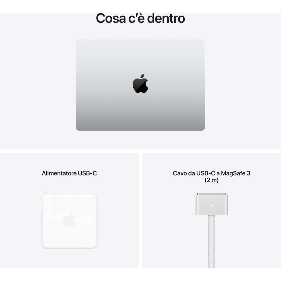 Apple MKGR3T/A MacBook Pro 14.2" M1 Pro Ram 16 Gb SSD 512 Gb macOS Monterey colore Silver