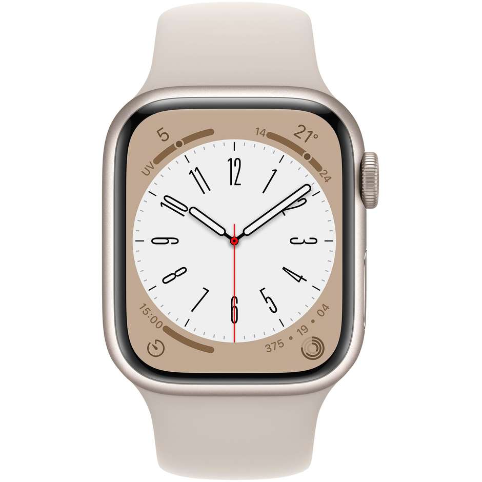 Apple MNHY3TY/A Watch 8 SmartWatch 41mm GPS + Cellular colore bianco con cinturino bianco