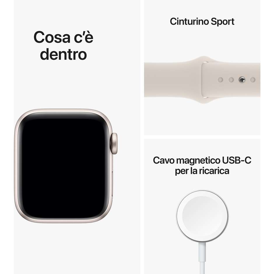 Apple MNJP3TY/A Watch Series SE Smartwatch Alluminio 40 mm GPS Wi-Fi Colore Beige con Cinturino Sport Beige