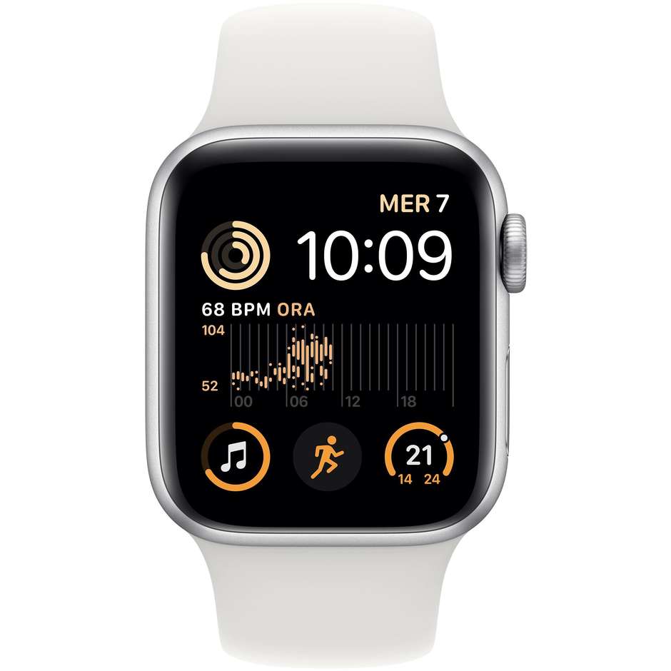 Apple MNJV3TY/A Watch Series SE Smartwatch Alluminio 40 mm GPS Wi-Fi Colore Argento con Cinturino Sport Bianco