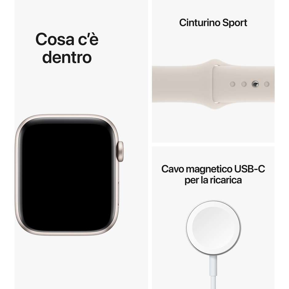 Apple MNJX3TY/A Watch Series SE Smartwatch Alluminio 44 mm GPS Wi-Fi Colore Beige con Cinturino Sport Beige