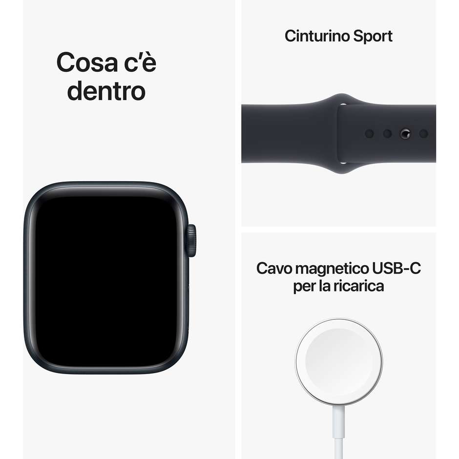 Apple MNK03TY/A Watch Series SE Smartwatch Alluminio 44 mm GPS Wi-Fi Colore Nero con Cinturino Sport Nero