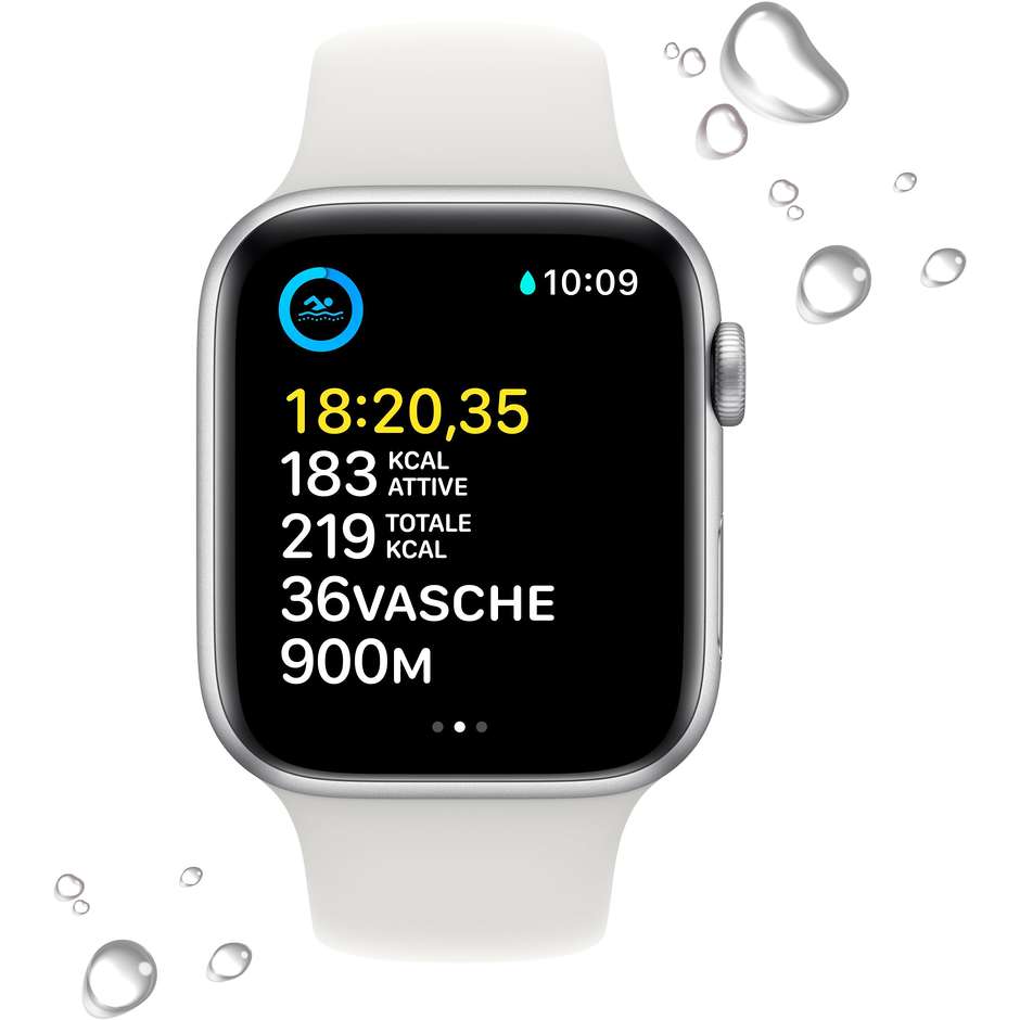 Apple MNK23TY/A Watch Series SE Smartwatch Alluminio 44 mm GPS Wi-Fi Colore Argento con Cinturino Sport Bianco