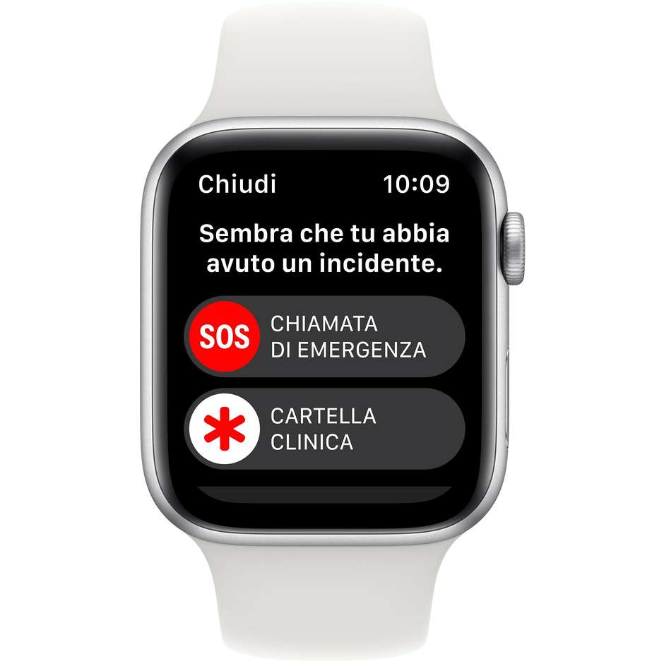 Apple MNK23TY/A Watch Series SE Smartwatch Alluminio 44 mm GPS Wi-Fi Colore Argento con Cinturino Sport Bianco