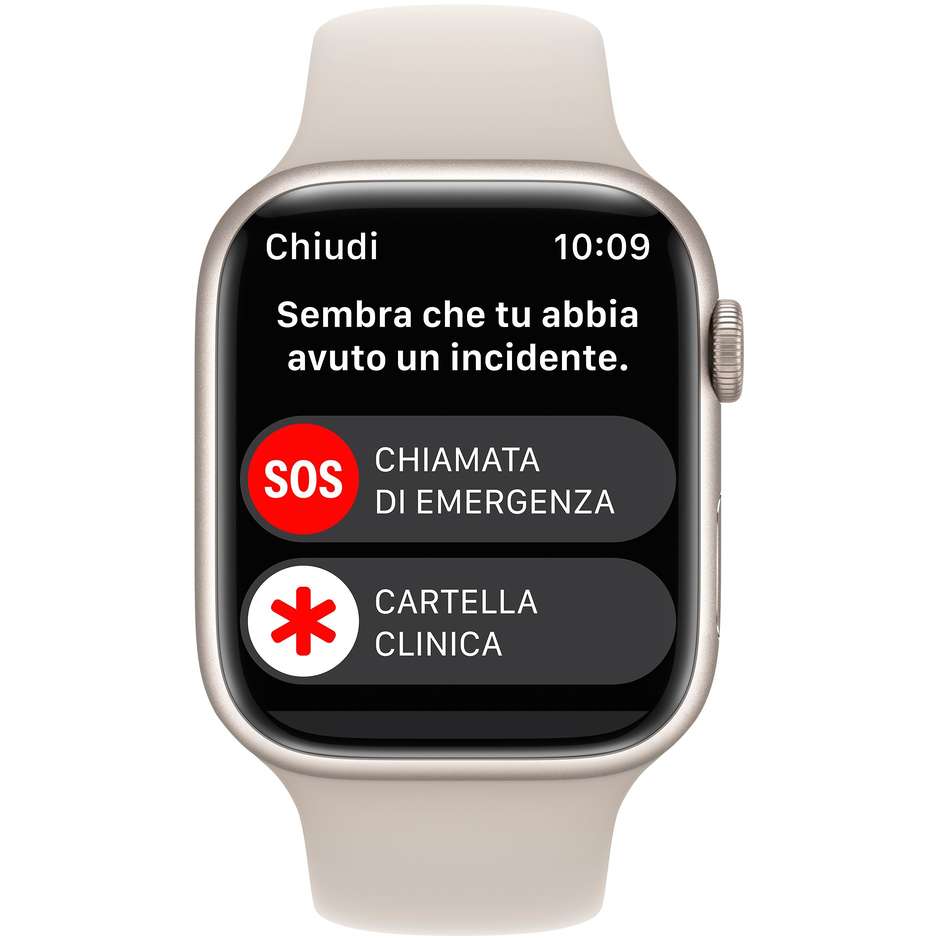 Apple MNP23TY/A Watch 8 SmartWatch 45mm GPS Wi-Fi Colore Galassia con cinturino sport bianco