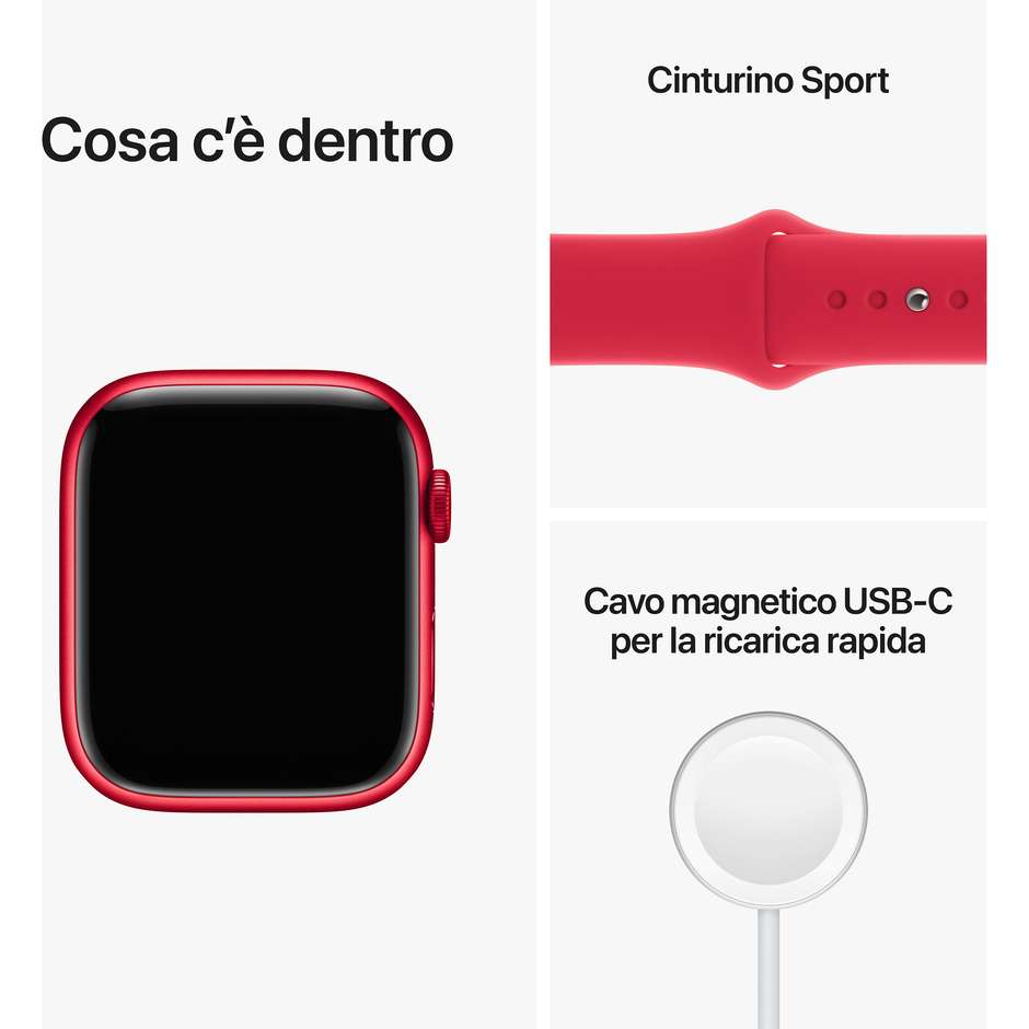 Apple MNP43TY/A Apple Watch 8 Smartwatch 45 mm GPS Wi-Fi NFC Colore Product RED con cinturino sport Product RED