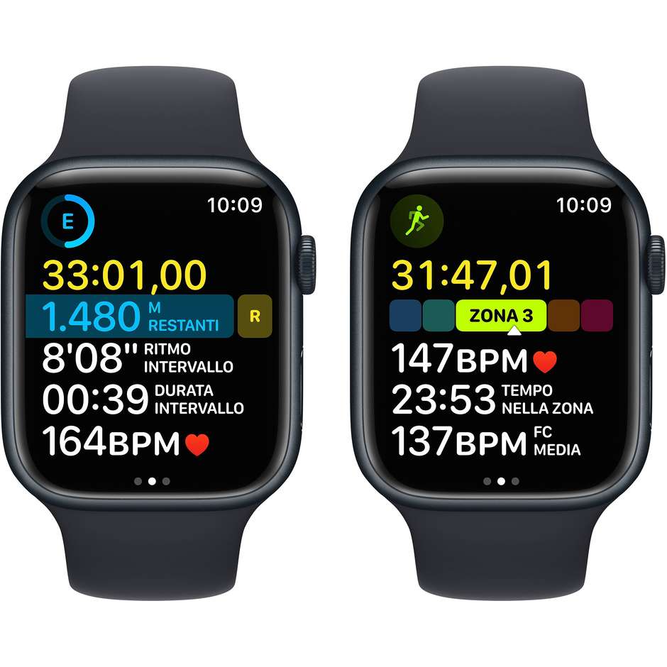 Apple MNP53TY/A Watch Series 8 Smartwatch Alluminio 41 mm GPS Wi-Fi Colore Nero con Cinturino Sport Nero