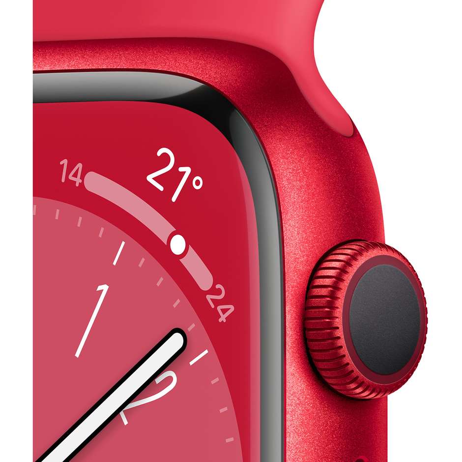 Apple MNP73TY/A Watch Series 8 Smartwatch Alluminio 41 mm GPS Wi-Fi Colore Rosso con Cinturino Sport Rosso