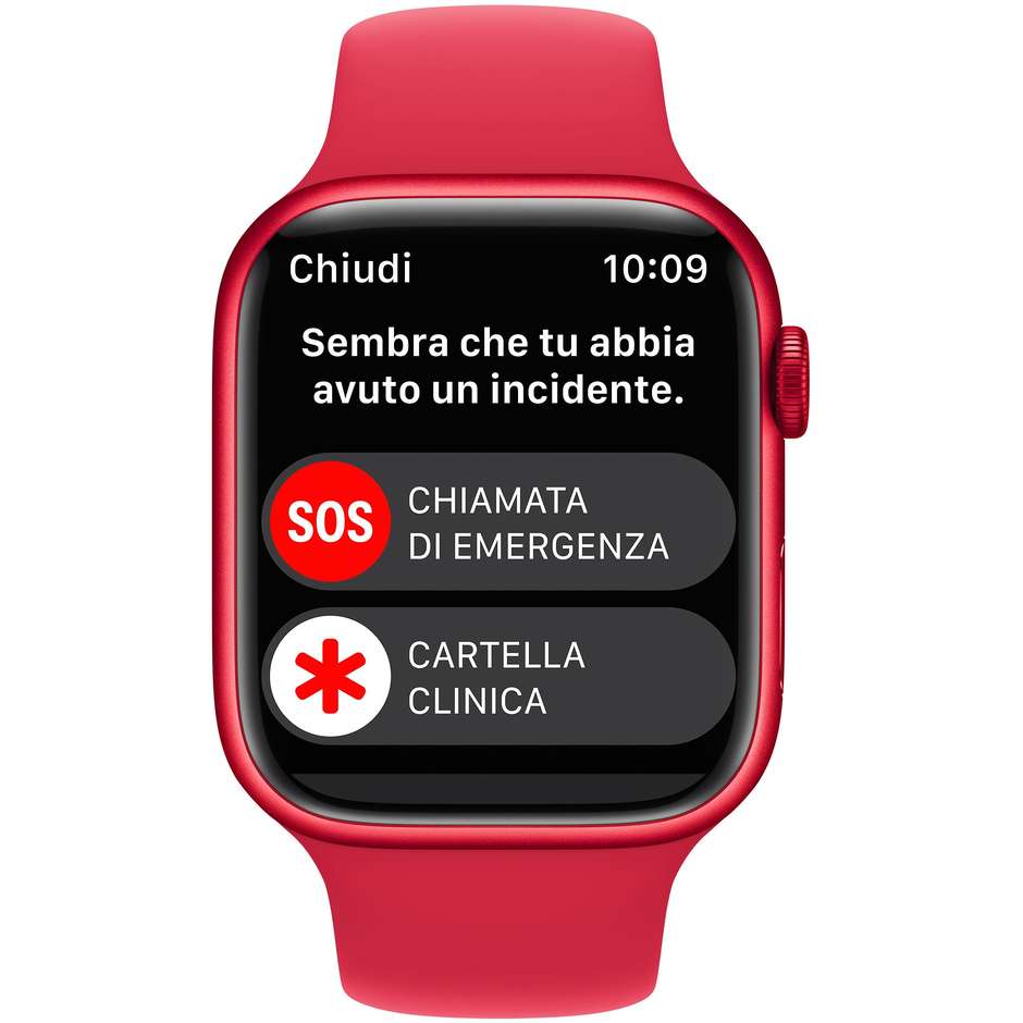 Apple MNP73TY/A Watch Series 8 Smartwatch Alluminio 41 mm GPS Wi-Fi Colore Rosso con Cinturino Sport Rosso