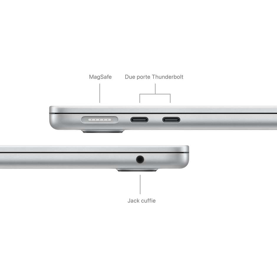 Apple MRXQ3T/A MacBook Air M3 13" Full HD Ram 8 Gb Memoria 256 Gb MacOS Sonoma Colore Argento