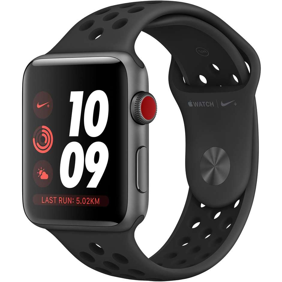 Apple MTH42QL/A Smartwatch Nike+ Serie 3 42 mm GPS Wifi+ Cellular 4G Bluetooth colore cassa Grigio siderale cinturino Antracite,Nero