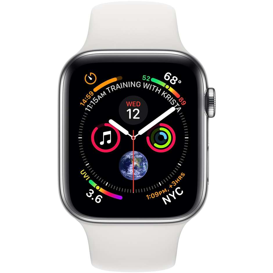 Apple MTVJ2TY/A Series 4 Smartwatch 40 mm GPS Wifi + Cellular 4G cassa in acciaio inox e cinturino Sport Bianco