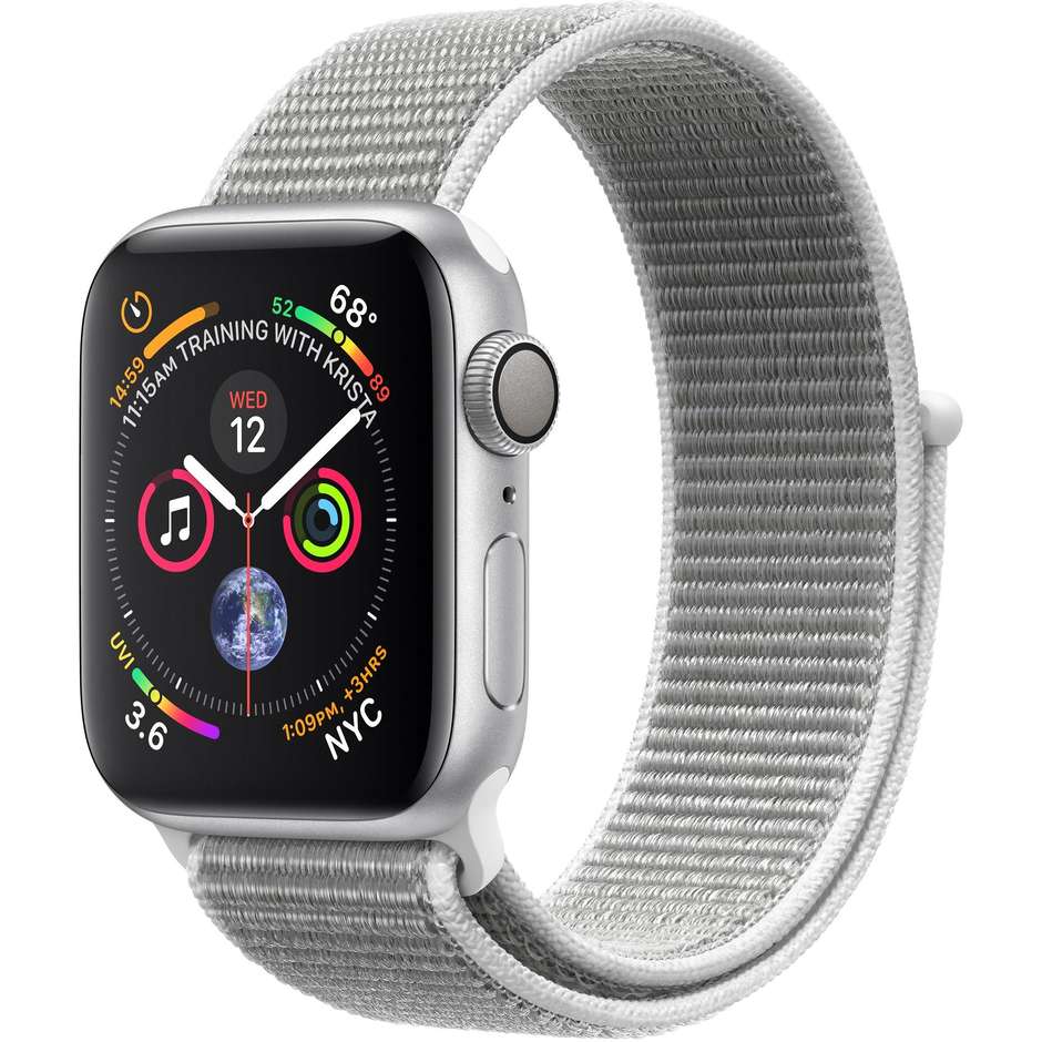 Apple MU652TY/A Series 4 Smartwatch 40 mm GPS Wifi Bluetooth cassa in alluminio color argento e cinturino Sport Loop conchiglia