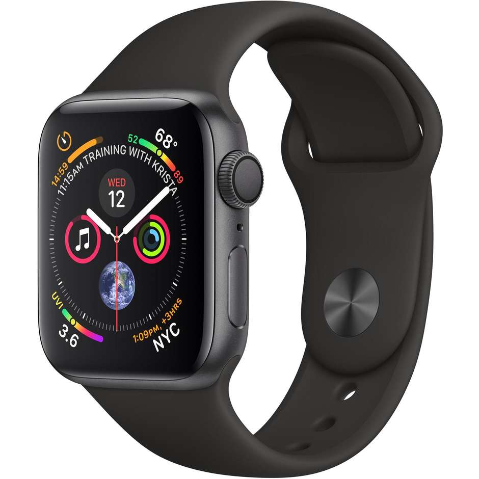 Apple MU662TY/A Series 4 Smartwatch 40 mm GPS Wifi Bluetooth cassa in alluminio colore grigio siderale e cinturino sport nero