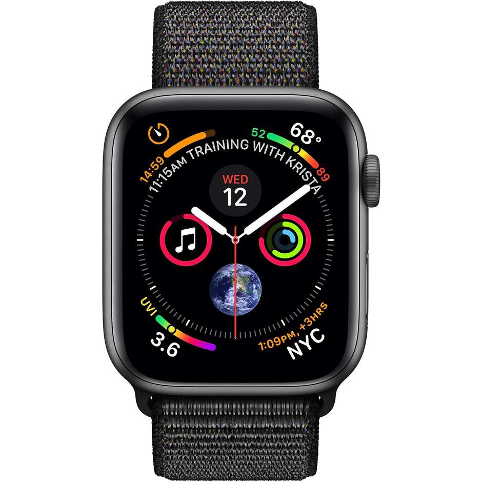 Apple MU672TY/A Series 4 Smartwatch 40 mm GPS Wifi Bluetooth cassa in alluminio colore grigio siderale e cinturino nero