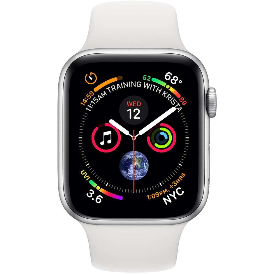 Apple MU6A2TY/A Series 4 Smartwatch 44 mm GPS cassa in alluminio color argento e cinturino Sport bianco