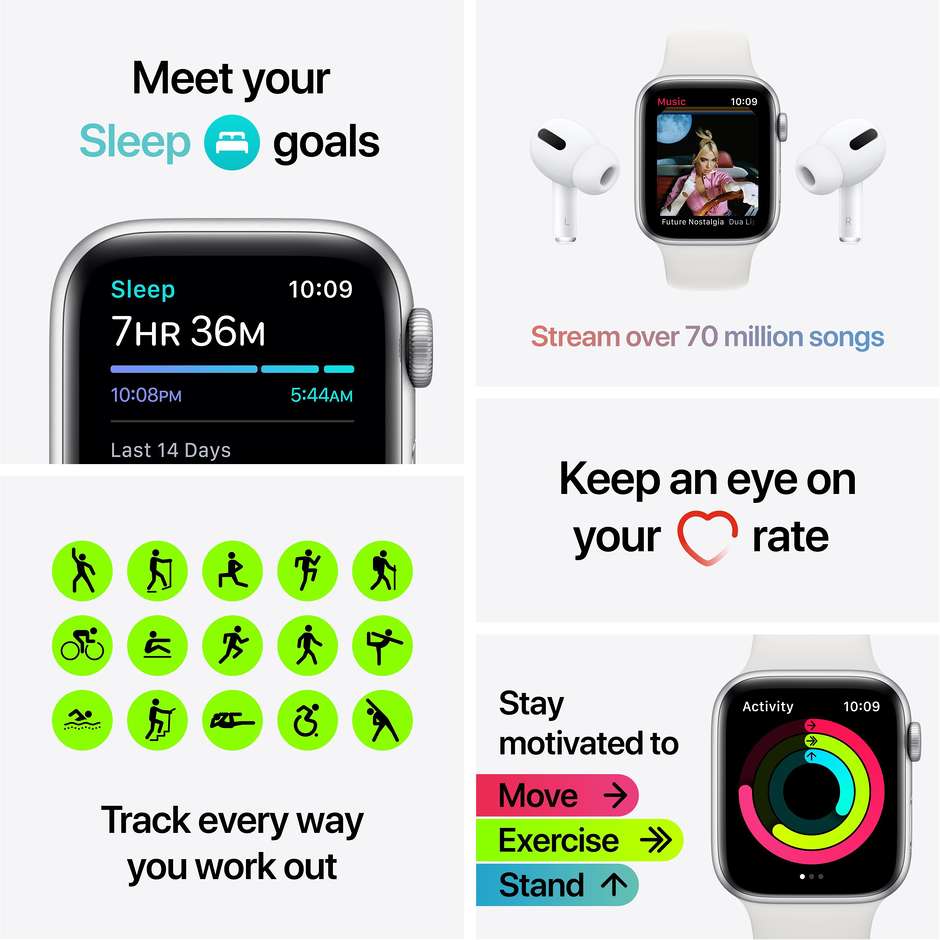 Apple MYDP2TY/A Watch SE Smartwatch 40 mm GPS 4G Wi-Fi colore grigio con Sport nero