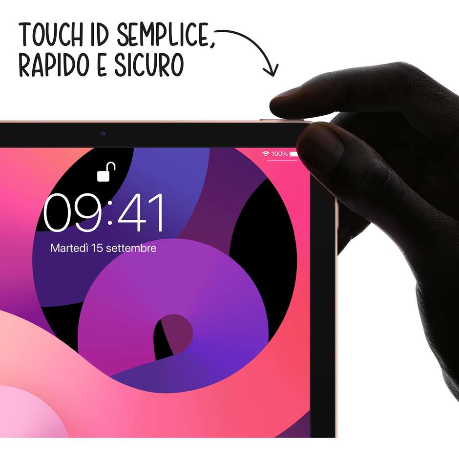 Apple MYFQ2TY/A iPad Air Tablet 10.9'' 4° Gen Wi-Fi Memoria 64 Gb iOS 14 colore celeste