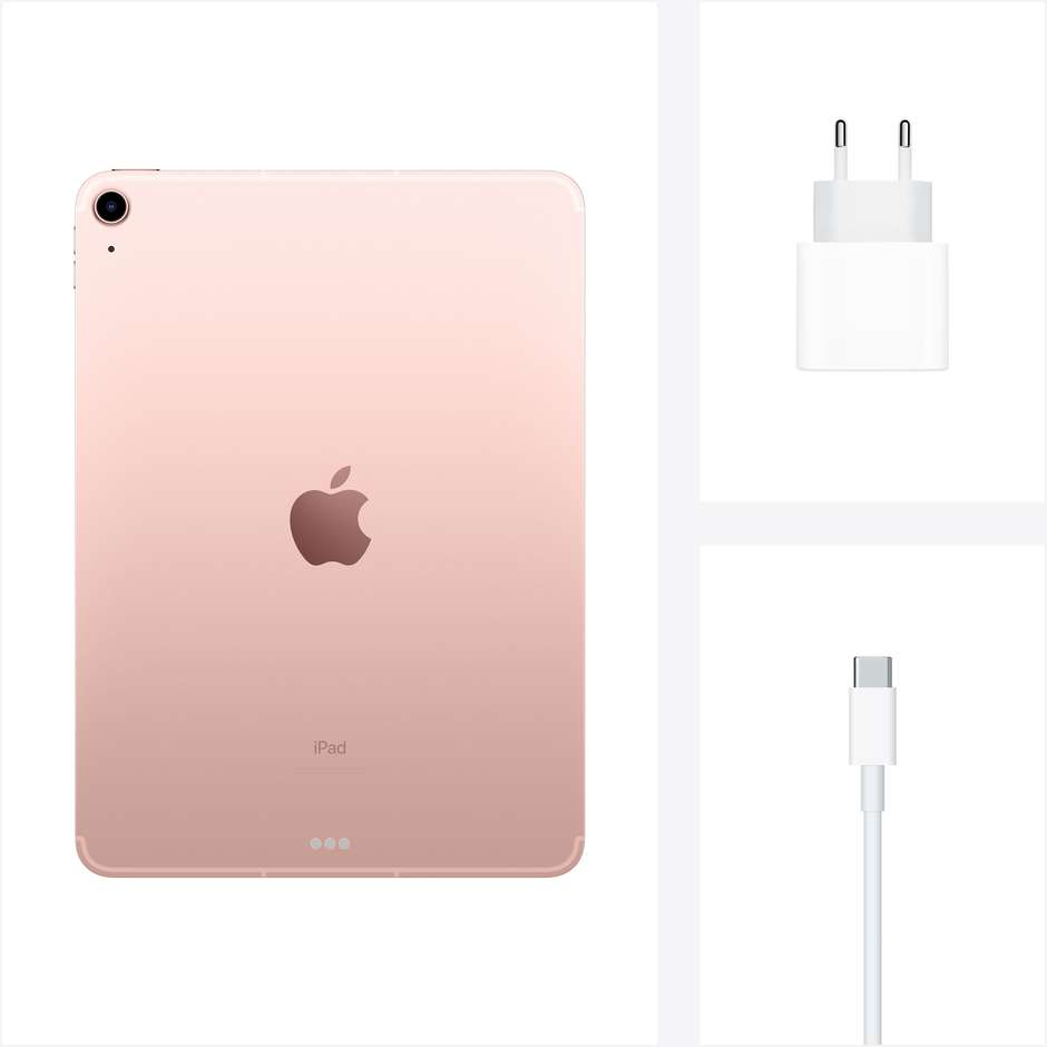 Apple MYGY2TY/A iPad Air Tablet 10.9'' 4° Generazione Memoria 64 Gb Wi-Fi  4G LTE iOS 14 colore Rose Gold