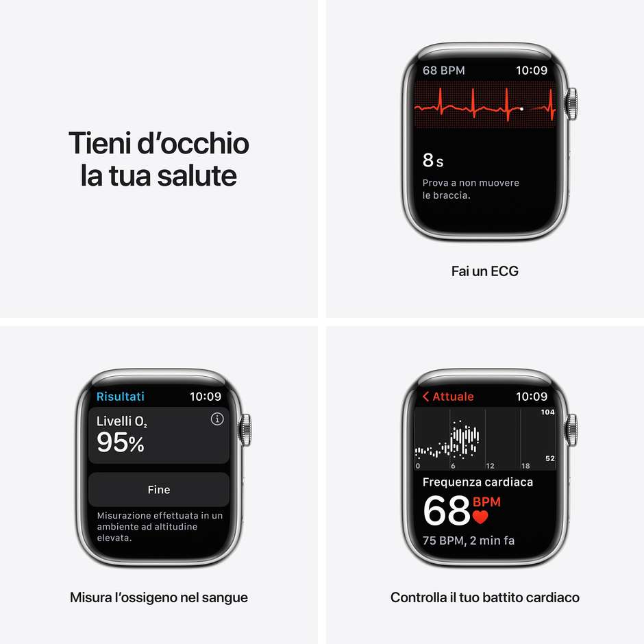 apple watch  7 gps + cell 45mm silver  steel  c/s