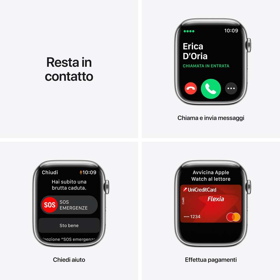 apple watch  7 gps + cell 45mm silver  steel  c/s
