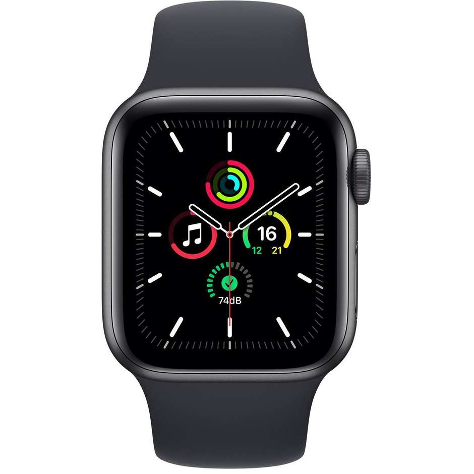 Apple Watch SE (2021) MKQ13TY/A Smartwatch OLED 40 mm GPS Cardio colore grigio scuro con cinturino Sport nero