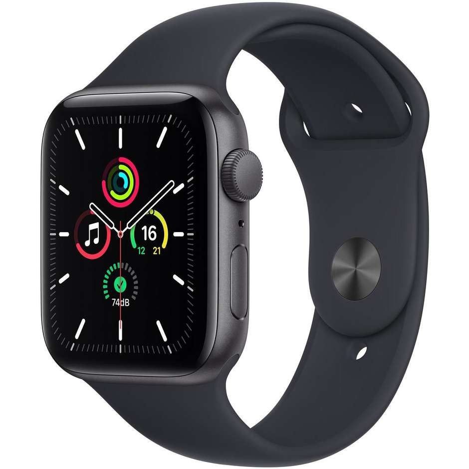 Apple Watch SE (2021) MKQ63TY/A Smartwatch OLED 44 mm GPS Cardio Wi-Fi Bluetooth colore grigio scuro con cinturino Sport nero