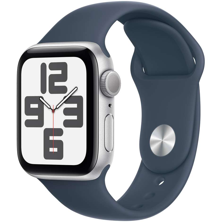 Apple Watch SE (2ª Gen) GPS 40mm Cassa Alluminio Argento con Cinturino Sport Blu Tempesta - M/L