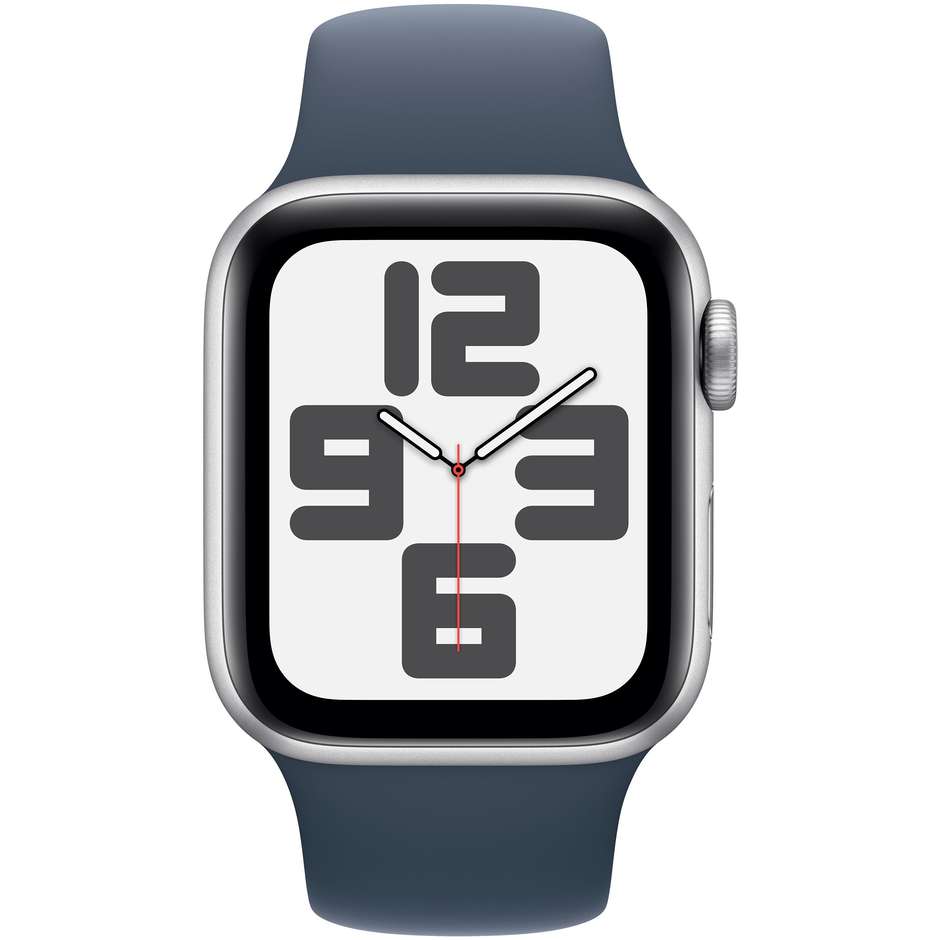 Apple Watch SE (2ª Gen) GPS 40mm Cassa Alluminio Argento con Cinturino Sport Blu Tempesta - M/L