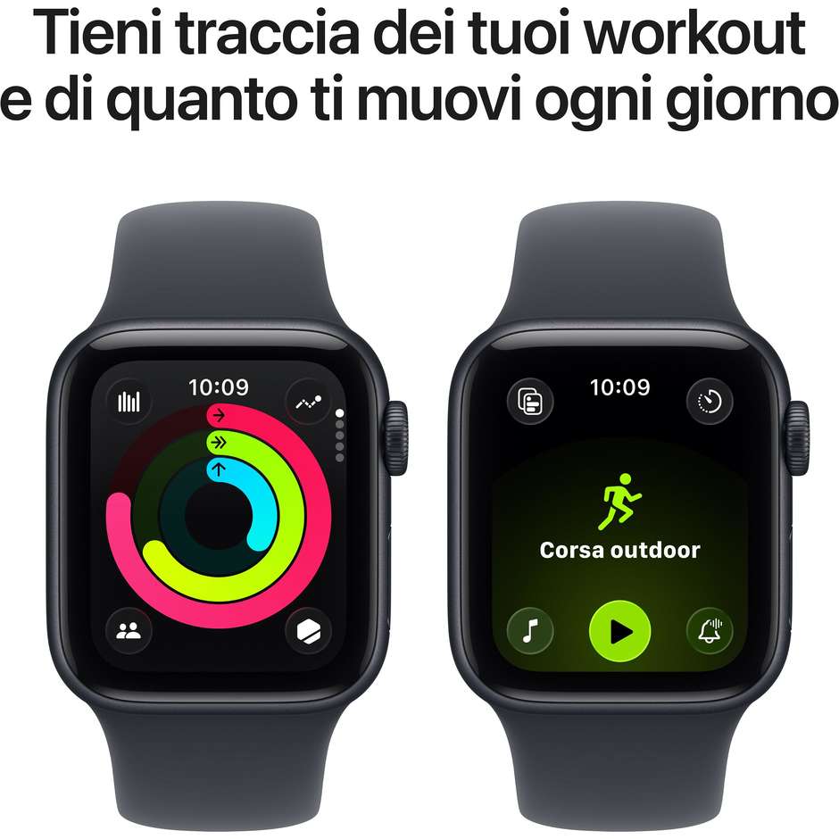 Apple Watch SE (2ª Gen) GPS 40mm Cassa Alluminio Mezzanotte con Cinturino Sport Mezzanotte - S/M